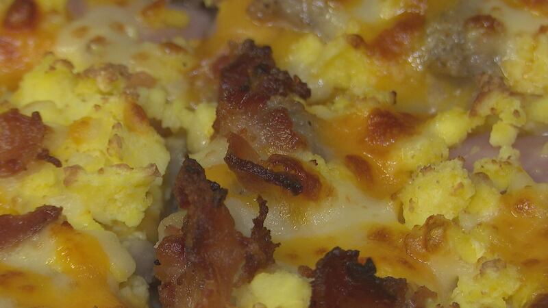 A breakfast pizza is a non-traditional way to celebrate National Pizza Day.