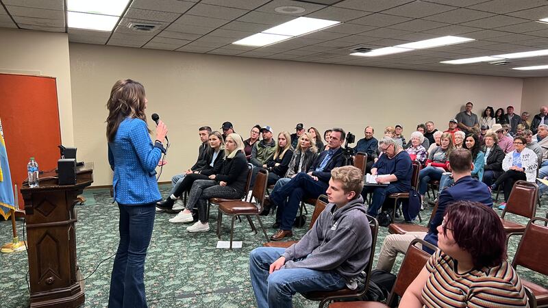 Governor Kristi Noem hosts a town hall in Mobridge, South Dakota.