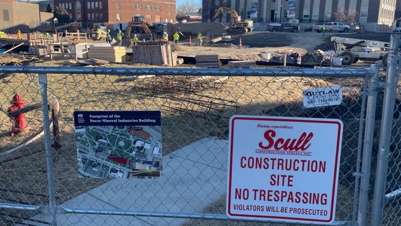 Like several other state construction projects, the new minerals lab under construction on the...
