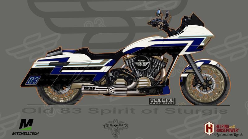 Tex McDorman (TexEfx) drew the concept for the Old 83 Spirit of Sturgis bike rebuild.