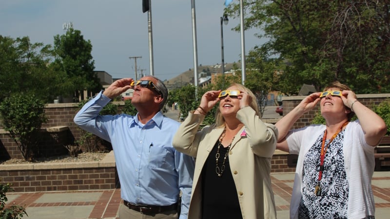From left, Mayor Steve Allender, School Superintendent Dr. Lori Simon and Shirley Fletcher of...